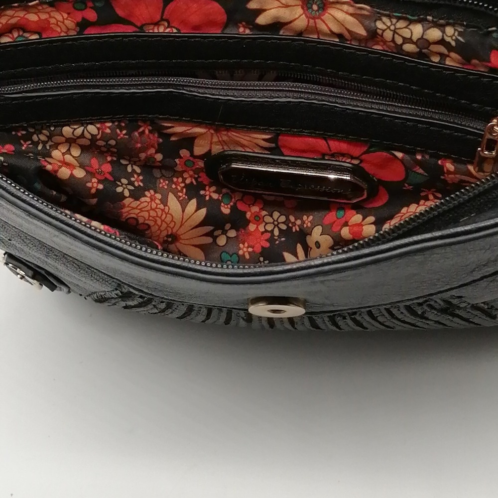 Urban Expressions Purse Womens Black M Handbag  Zip & Snap Close Double Straps - Picture 12 of 13